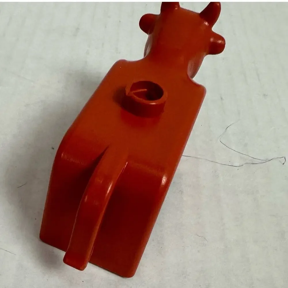 Vintage Duplo Bull Figure Farm Animal Toy Block Brown Red